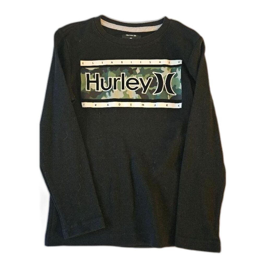 Hurley Boys Size 8 Thermal Black Long Sleeve Shirt
